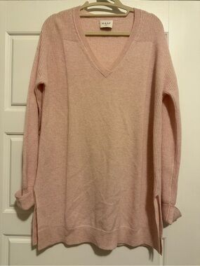 WRAP London 100% Cashmere Pink V Neck Tunic Sweater 4 6
